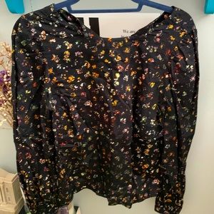 Gap Black Floral Blouse Size S